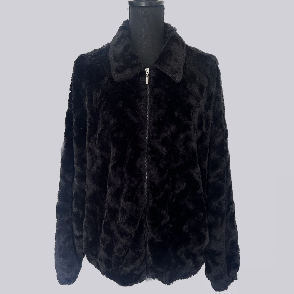 FAUX FUR Black Collared Coat